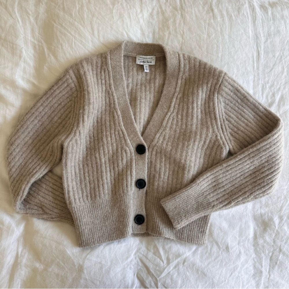 & other stories classic beige cardigan - XS